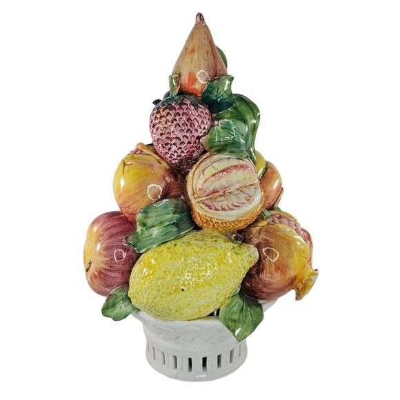 Vintage Horchow Italy Fruit Topiary Centerpiece Ceramic Porcelain *Chips* - Picture 1 of 11